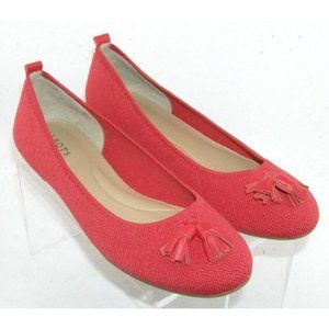 Talbots Penelope red knit round toe tassel slip on casual ballet flats 9.5M